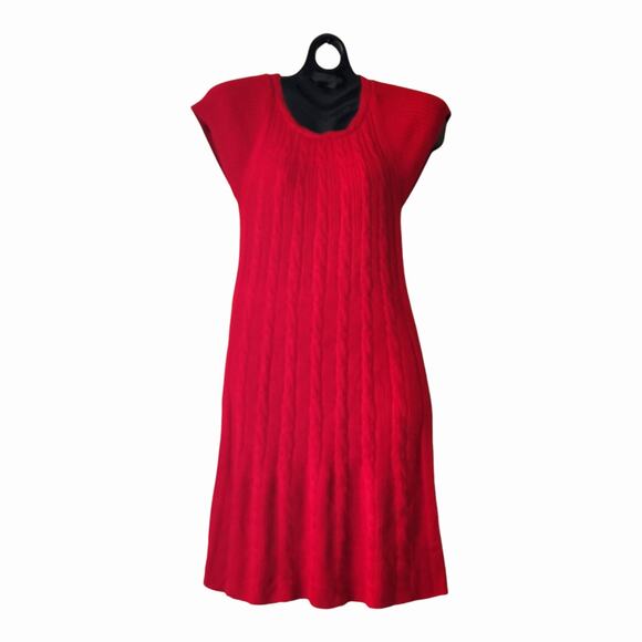 Calvin Klein Sweater Dress Red Knitted Acrylic Short Sleeve Women's Medium‎ - Picture 1 of 12
